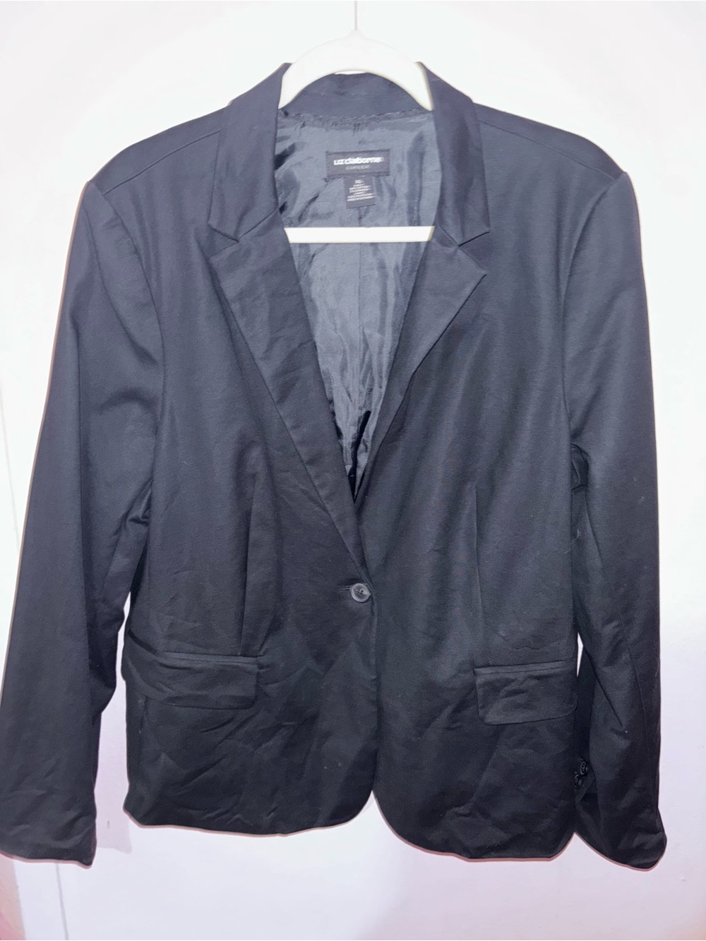 Liz Claiborne Black Career Blazer with Notched Lapel